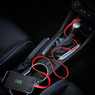 3.4A black surface color red ring color round shape dual usb car charger