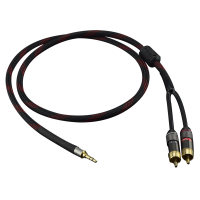 OTW-001 Double Side 2-RCA Male to Male Audio Cable Wire for Car - Black + Transparent White (50cm) 
