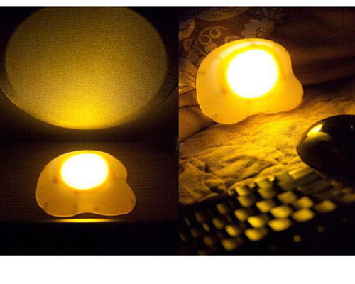 New Fun Home Bedroom Wall Mini Press Fried Egg Style Light Lamp Nightlight Deco