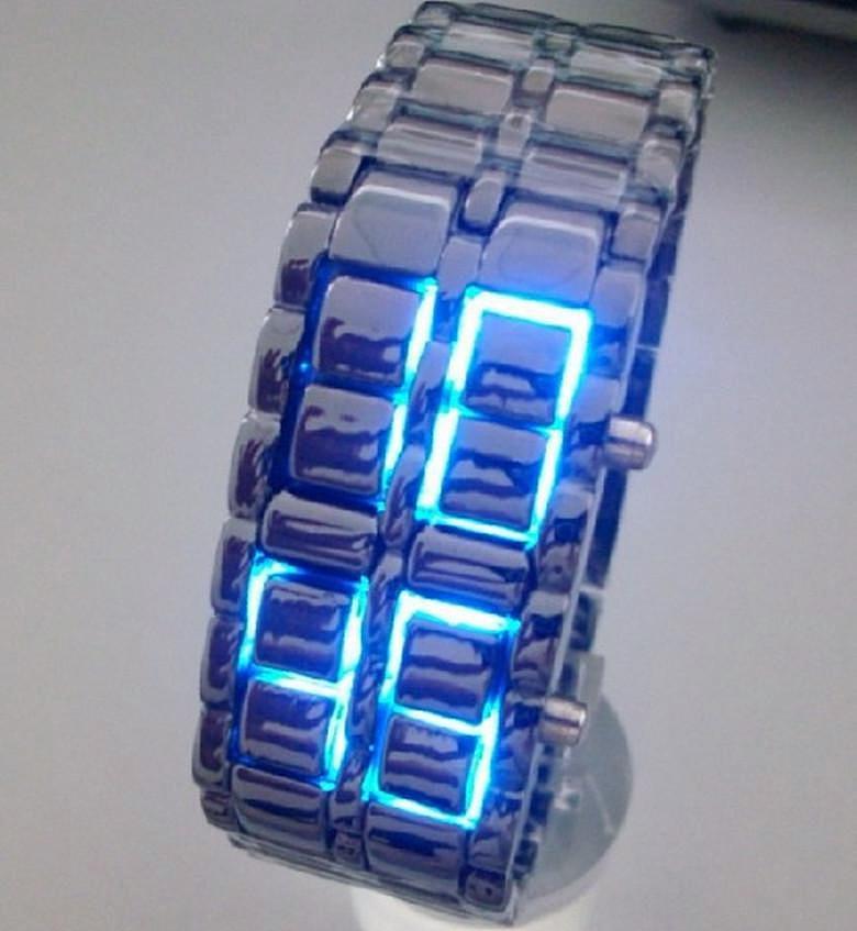 Unique Digital Lava Style Minimalist Blue LED Faceless Watch 