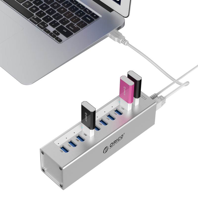 ORICO A3H7 Super speed 7 Port USB 3.0 Hub with  USB 3.0 Cable and Power Adapter