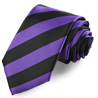Striped Purple Black Golden Mens Tie Necktie Party Wedding Holiday Gift KT1051