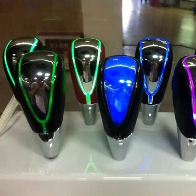  Automatic Car Black Faux Leather Touch Activated Ultra Blue LED Light Shift Knob