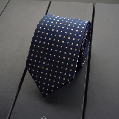 New Navy Dark Blue Crossed JACQUARD WOVEN Men's Tie Necktie