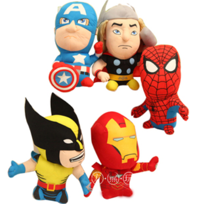 The avengers alliance cartoon doll plush toys spider-man iron man captain America doll