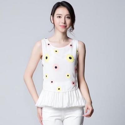 Brand new women's snow spins unlined upper garment sleeveless falbala summer couture han edition shirt wholesale
