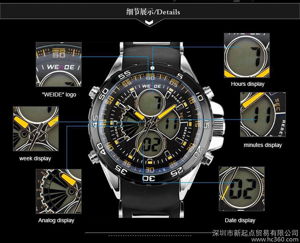 Granville brand LCD waterproof multifunction machine vintage men's watches