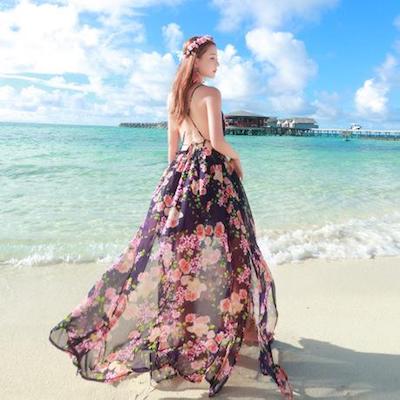 The new summer 2015 Bohemian dress seaside holiday beach dress chiffon dress female printed skirt in the summer