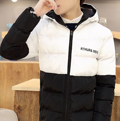 In the fall and winter of 2015 new splicing han edition cultivate one's morality short men tide cotton-padded clothes young students feather coat