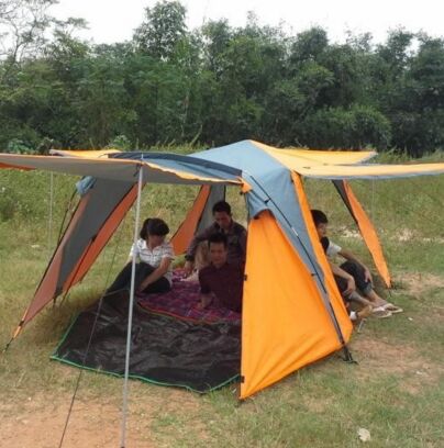 Increase one hall 3-4 people double sunshade and the four seasons of fiberglass rod tent camping tent