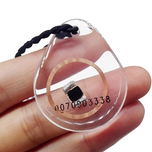 125kHz LF TK4100 Read Only Transparent Epoxy RFID ID Keyfob With Serial Number Printed 