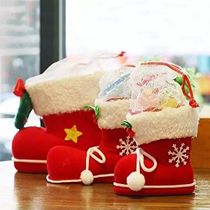  Christmas Santa Candy Gift Boot Shoes Stocking Holder Xmas Decoration For Kids Festival 