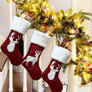 2019 cute decoration supplies elk red socks big gift bags women Christmas stocking